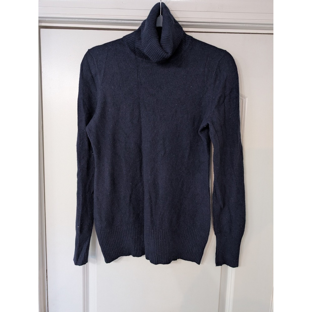 J. Crew Womens Navy Blue 100% Cashmere Turtleneck Sweater Size Medium old money